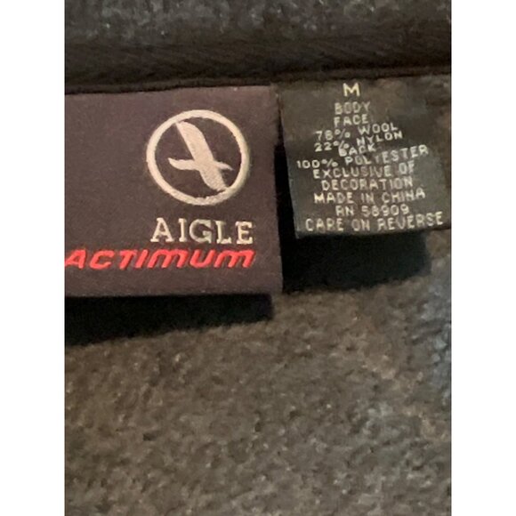 Aigle Actimum Mens Wool Blend Zip-Up Vest W/ Pockets Medium Black/Gray - Picture 6 of 6